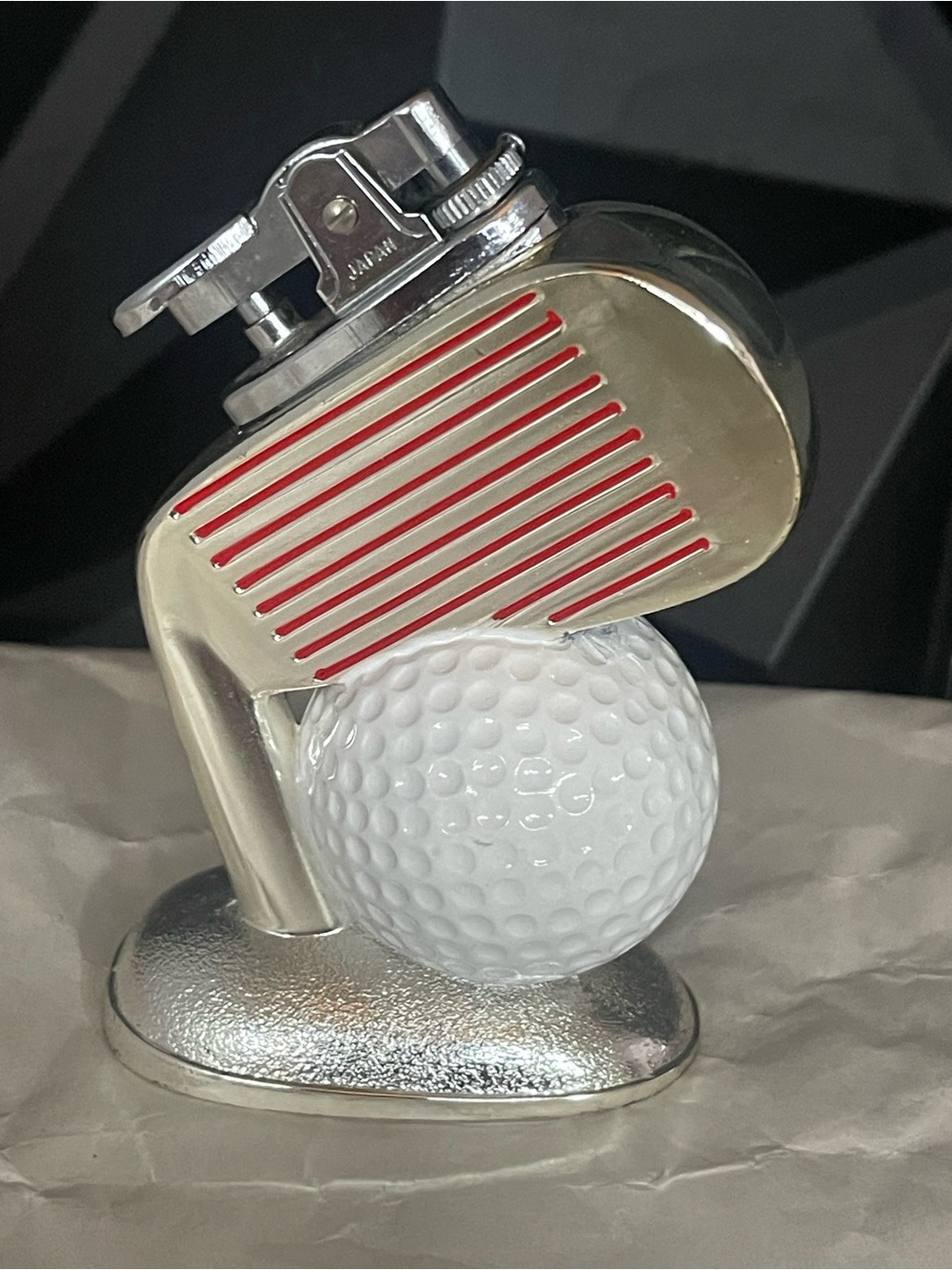 Vintage 50s Comoys of London / Japan Table Lighter Golf Themed Ball and Club
